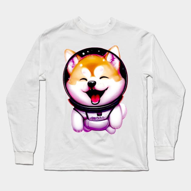 Happy dog, Astronaut dog Long Sleeve T-Shirt by Salasala